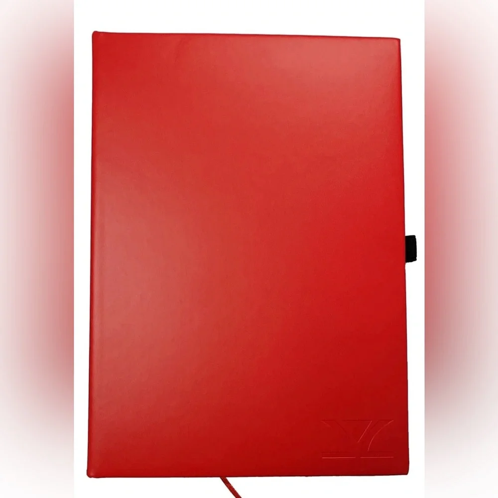Authentic LeVian Red Faux Leather Journal Notebook with Pen Hook & Bookmark Tab